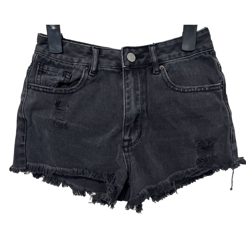 PacSun Women's 24 Faded Black High Rise Festival Denim Shorts Rockabilly Sexy